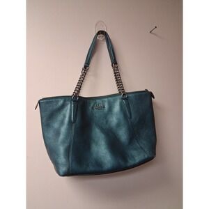 Coach Teal Ava‎ Chain Tote Purse F22208